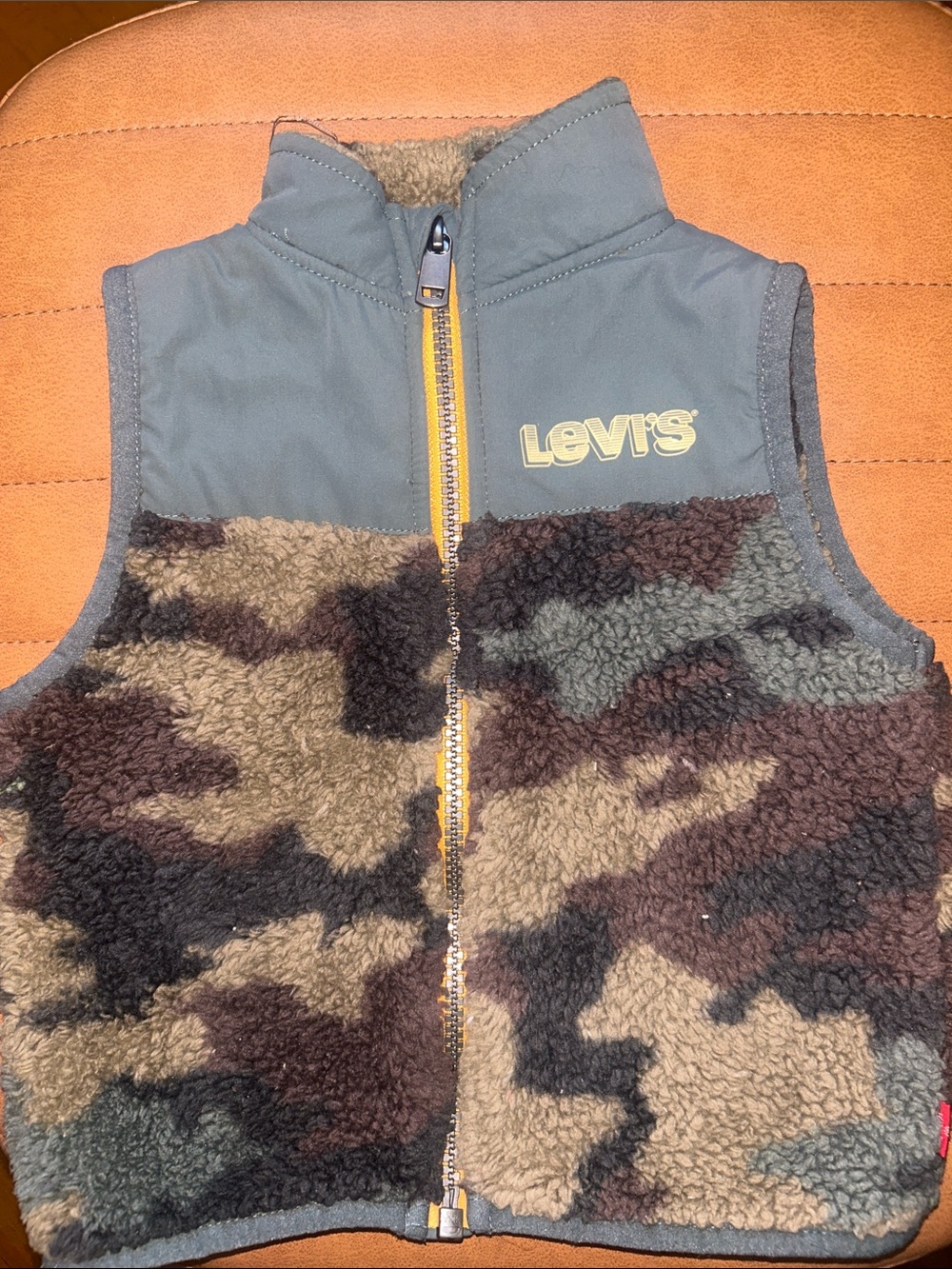 Levi's Olive Green & Brown Camo Sherpa Vest